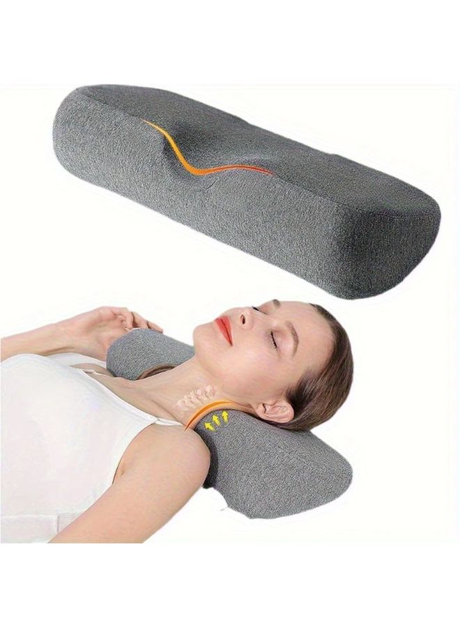 Gray Memory Foam Cervical Pillow Ergonomic Neck Support For Sleep Office And Travel - Image 4